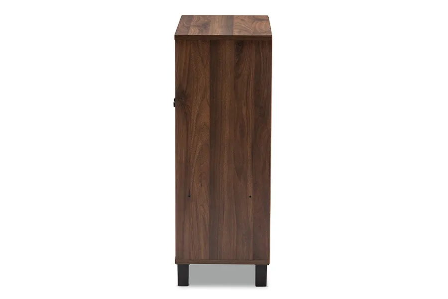 Brighton Walnut Brown Finished 2-Door Wood Entryway Shoe Storage Cabinet