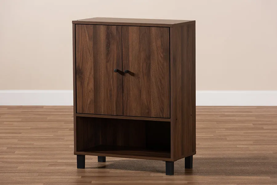 Brighton Walnut Brown Finished 2-Door Wood Entryway Shoe Storage Cabinet