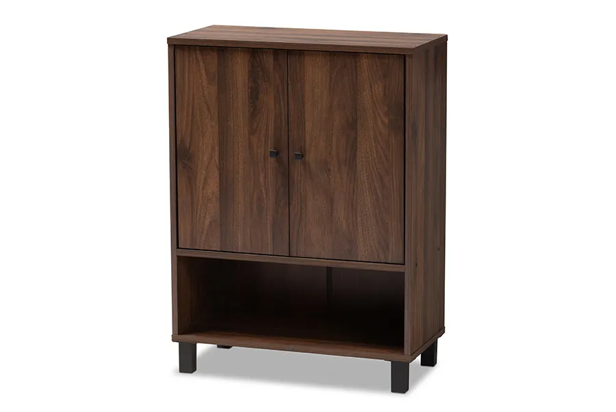 Brighton Walnut Brown Finished 2-Door Wood Entryway Shoe Storage Cabinet