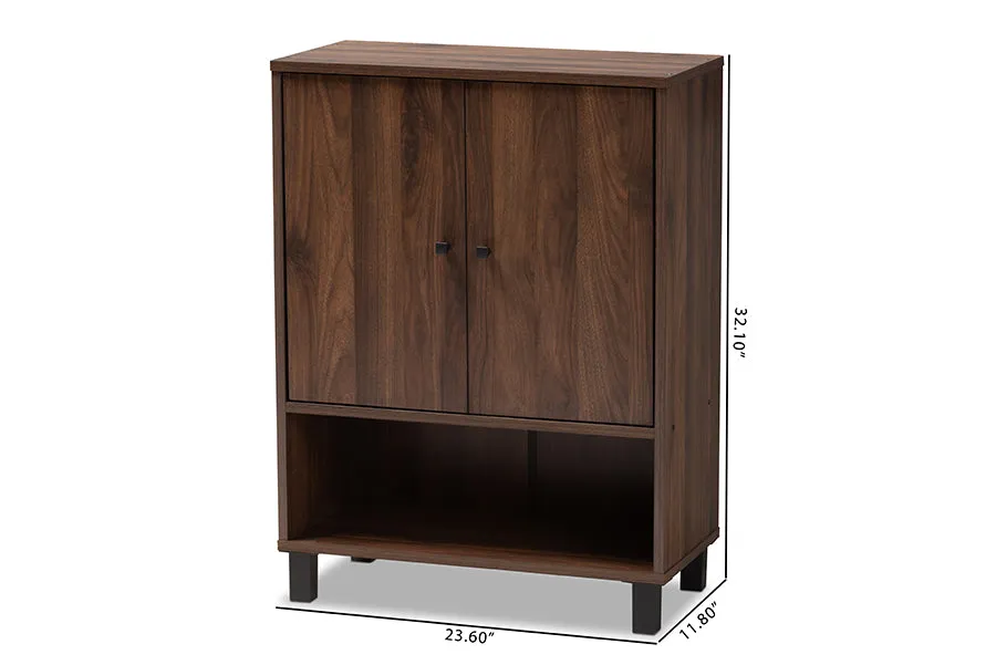 Brighton Walnut Brown Finished 2-Door Wood Entryway Shoe Storage Cabinet