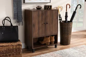 Brighton Walnut Brown Finished 2-Door Wood Entryway Shoe Storage Cabinet