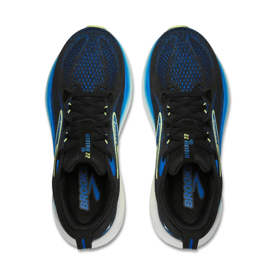 Brooks Men's Glycerin 22 Running Shoes in Black/Cobalt/Neo Yellow SS25