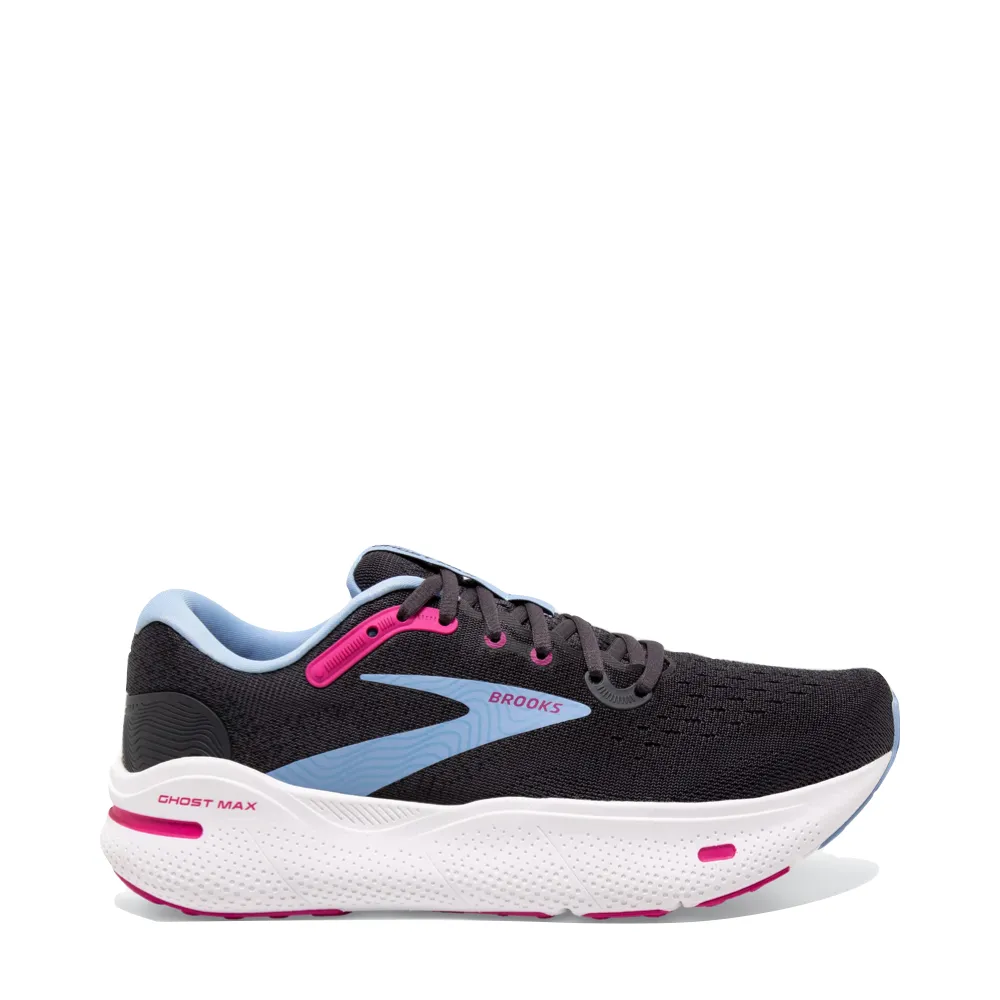 Brooks Women's Ghost Max Sneaker in Ebony/Open Air/Lilac Rose