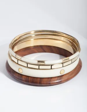 Brown Mixed Bangle 4-Pack