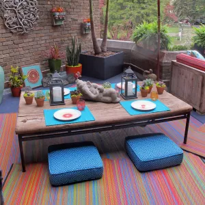 Cancun Multicolour Red Toned Melange Recycled Plastic Outdoor Rug