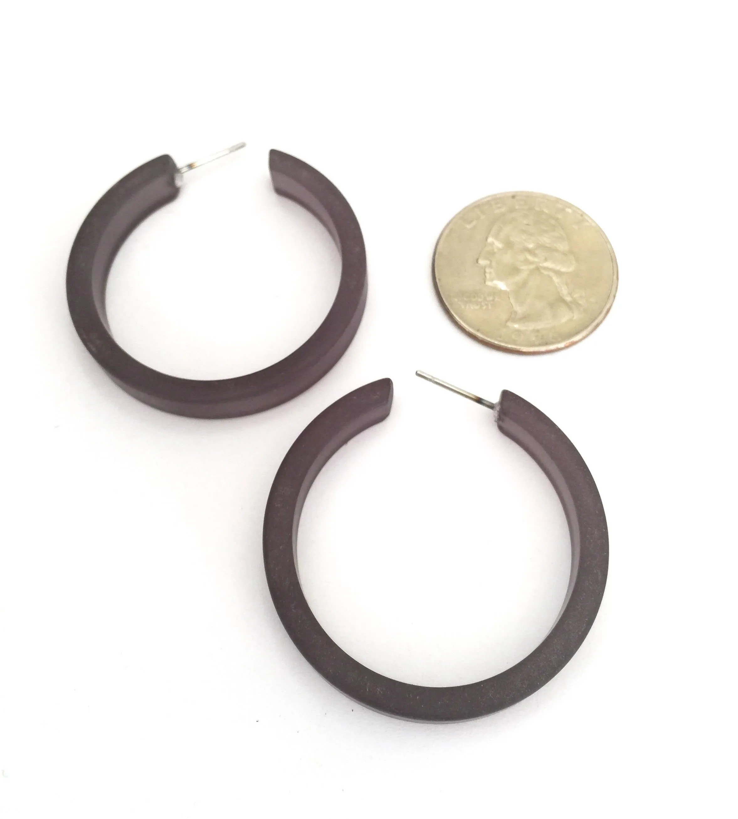 Charcoal Grey Frosted Classic Hoop Earrings