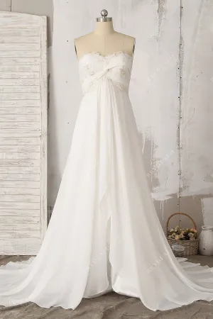 Chic Empire Strapless A-line Chiffon Maternity Beach Wedding Dress