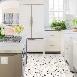 Colored Stone Terrazzo Peel and Stick Vinyl Floor Tile Sticker