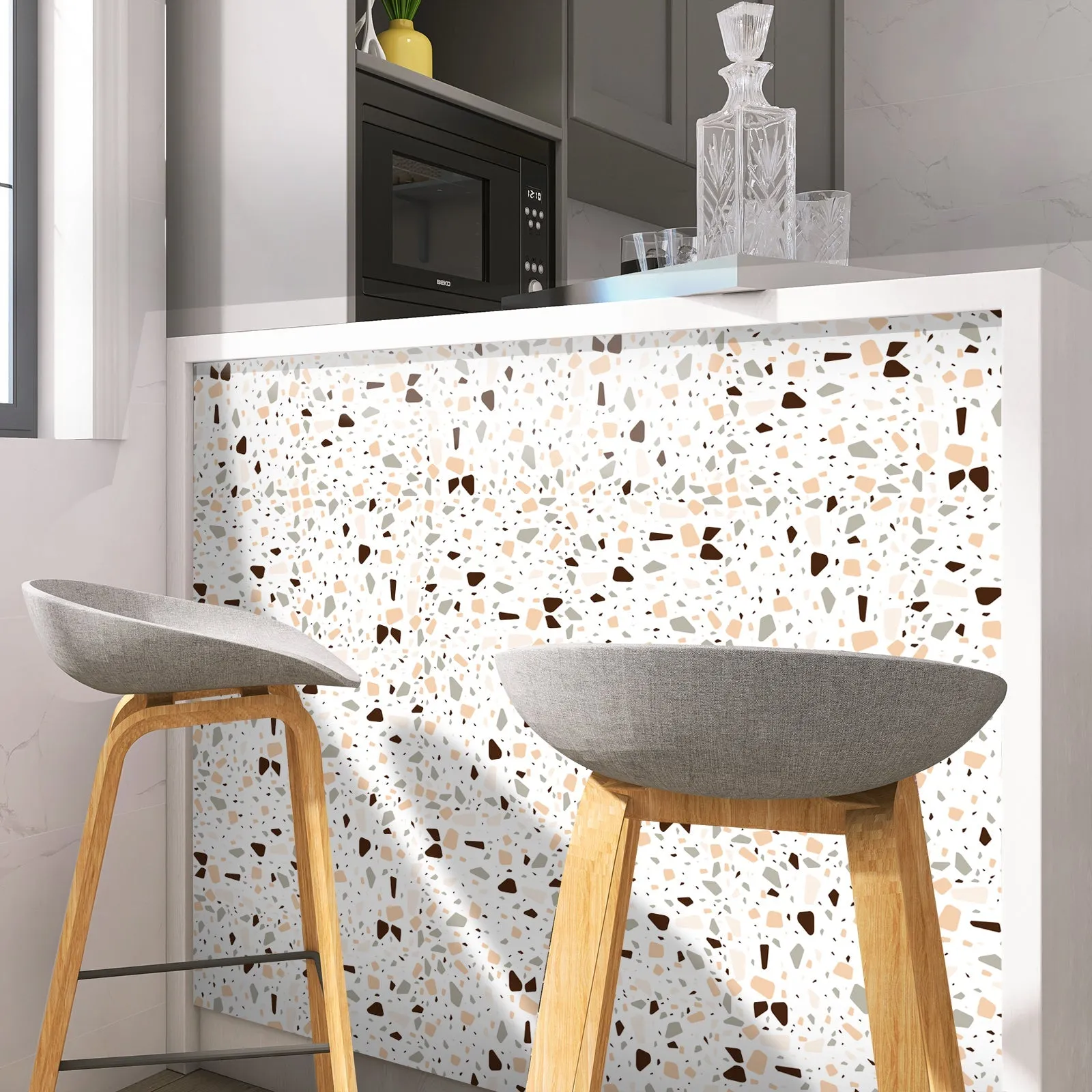 Colored Stone Terrazzo Peel and Stick Vinyl Floor Tile Sticker