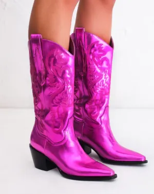 Danilo Metallic Boots - Fuchsia