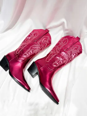 Danilo Metallic Boots - Raspberry