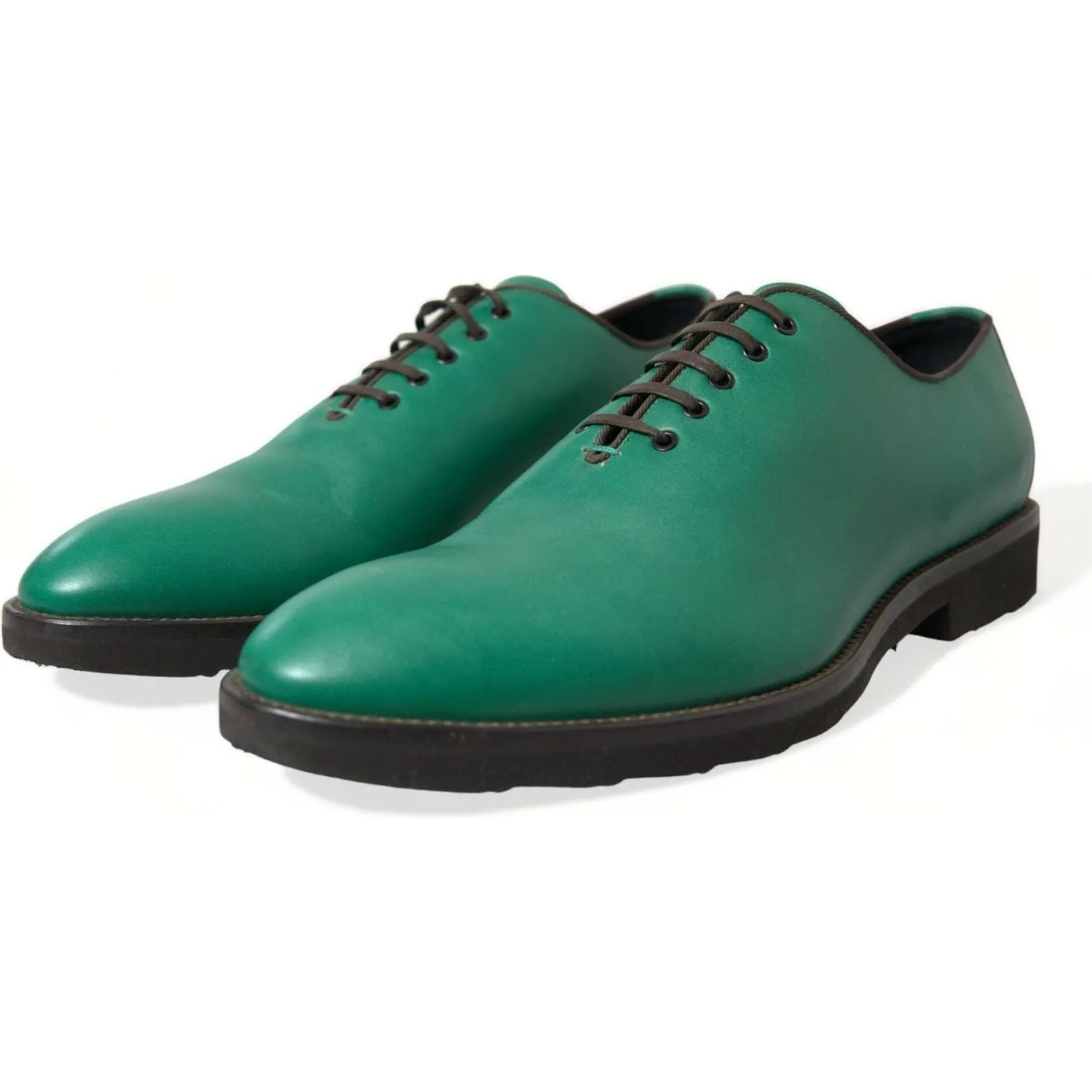 Dolce & Gabbana Elegant Green Leather Oxford Dress Shoes