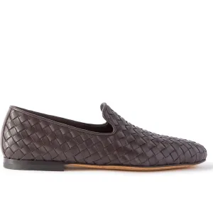 Ebony Brown Airto Intreccio Woven Leather Loafers