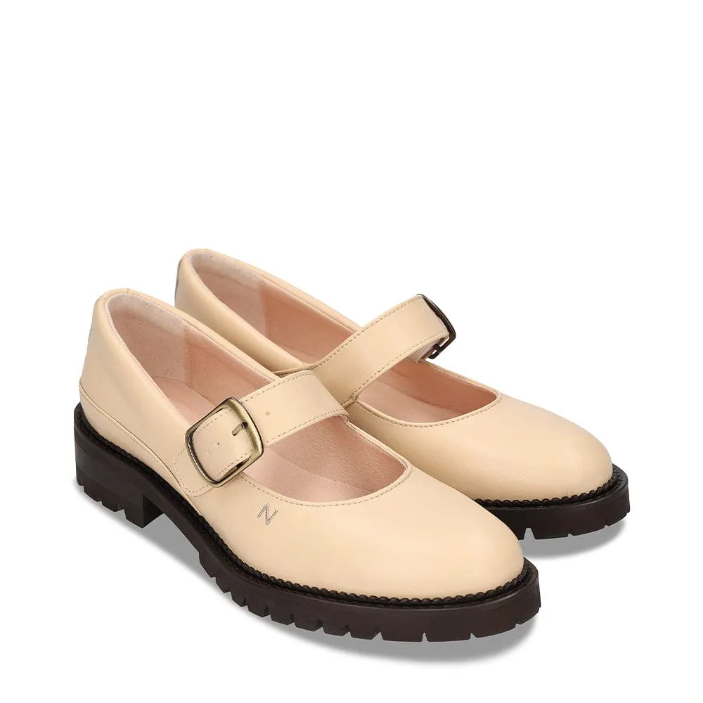 Emisa Women's Vegan Apple Leather Mary Janes | Beige