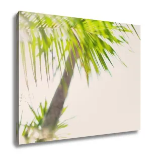 Gallery Wrapped Canvas, Tropical Palm Trees Branches Sun Light