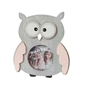 GeekGoodies Animal Owl Wooden Desk Tabletop Kids Photo Frame - Gray