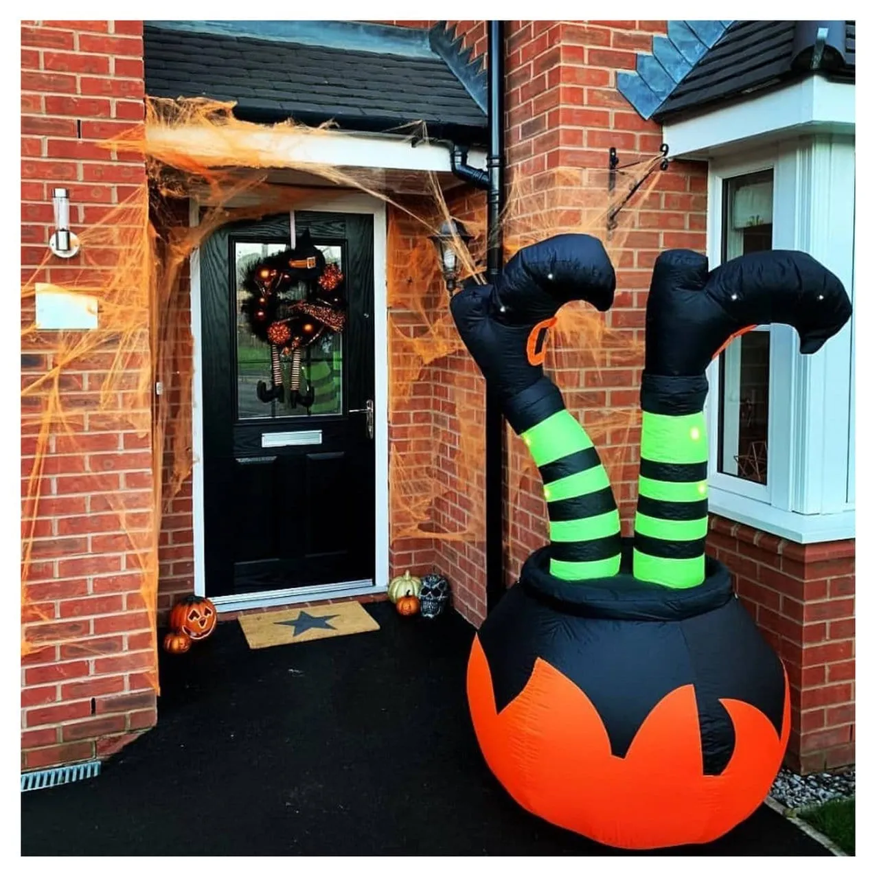 Giant 6ft Cauldron and Witches Legs Light Up Inflatable Halloween Outdoor Decoration