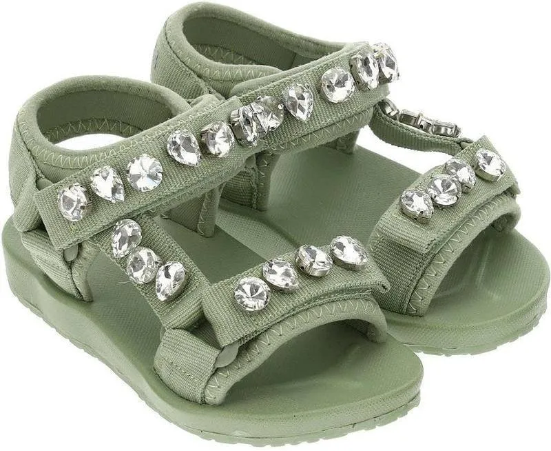 Girls Khaki Jewelled Sandal