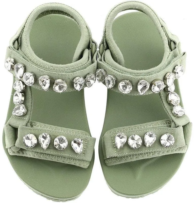 Girls Khaki Jewelled Sandal