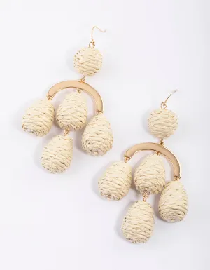 Gold Raffia Chandelier Earrings