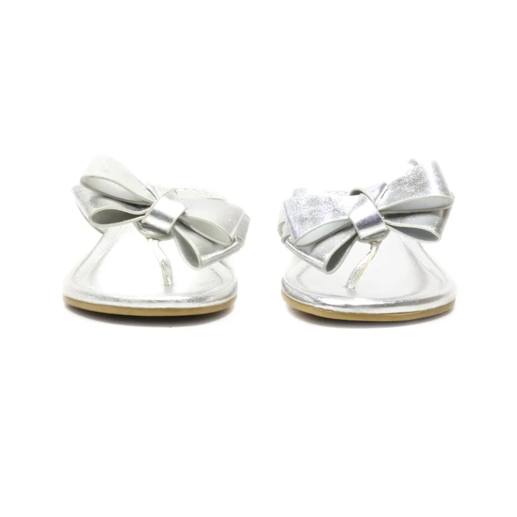 Graceland Flat Sandals Leather Silver Colour For Women