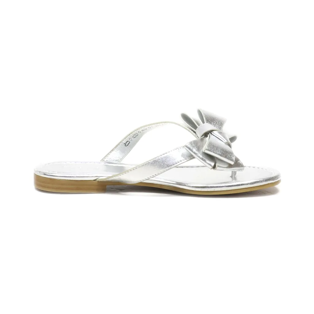 Graceland Flat Sandals Leather Silver Colour For Women