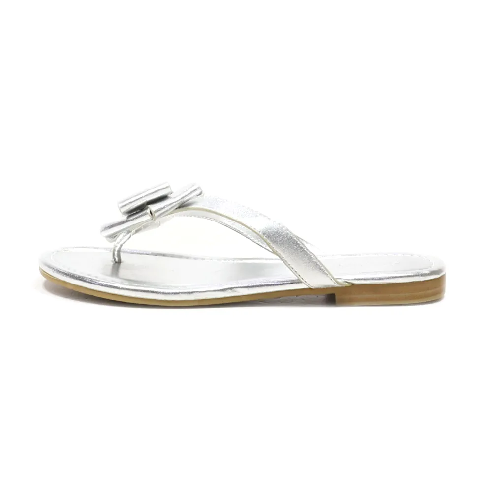 Graceland Flat Sandals Leather Silver Colour For Women