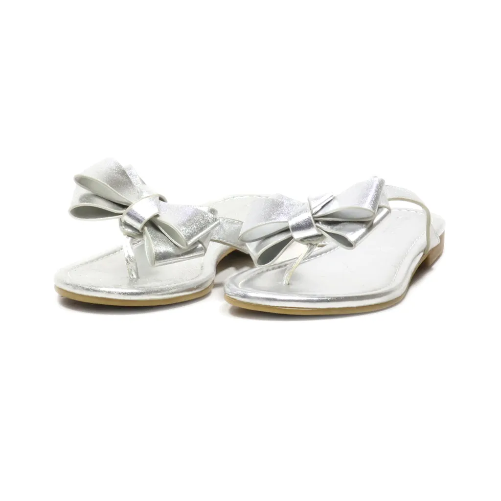 Graceland Flat Sandals Leather Silver Colour For Women