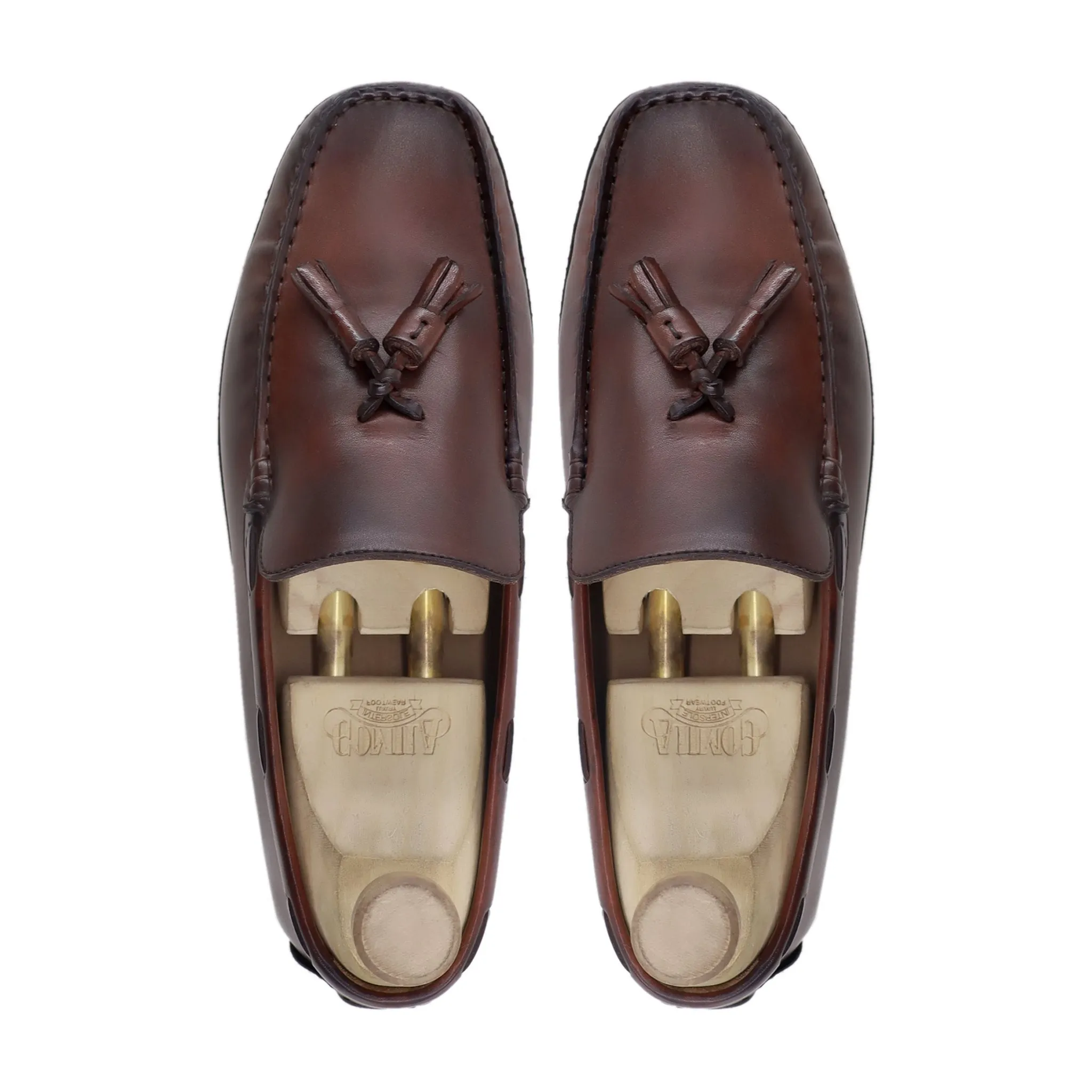 Guaz - Men's Brown Patina Calf Leather Driver Shoe