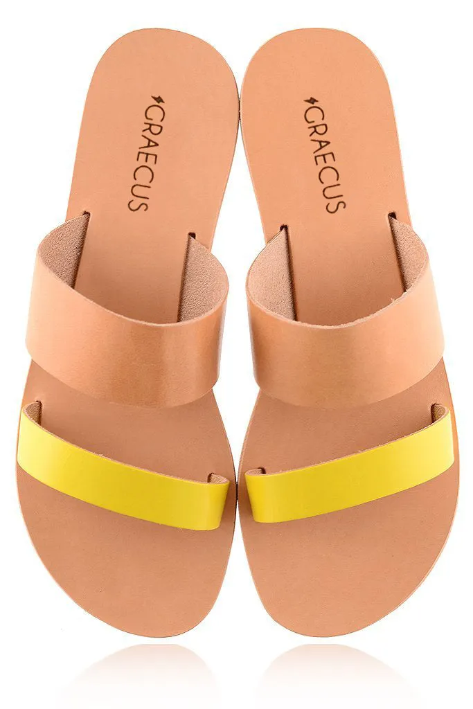 Helena Beige Yellow Leather Sandals