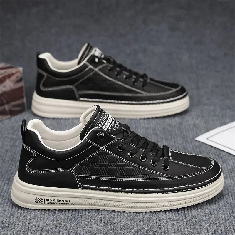 Hnzxzm Sneakers Man Black Autumn Winter Vulcanize Shoes for Men Casual Board Shoe Breathable Work Trend 2024 Non-leather on Sale New In