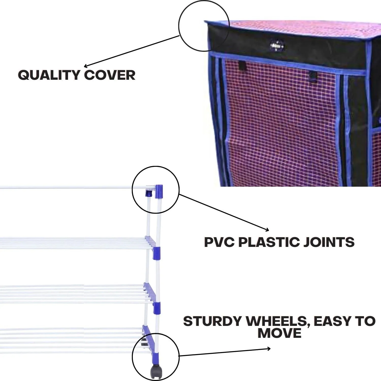 HOMACE Shoe Rack - Versatile Storage Rack with Wheels & Waterproof Cover - Innovative Space-Saving Solution for Footwear, Books, Toys, Clothes, and More - Stylish Organizer for Your Home