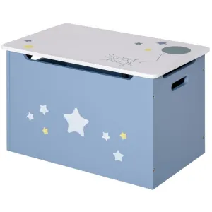 Homcom Kids Wooden Toy Box Children Storage Chest Organiser Side Handle Safety Hinge Play Room Furniture Blue