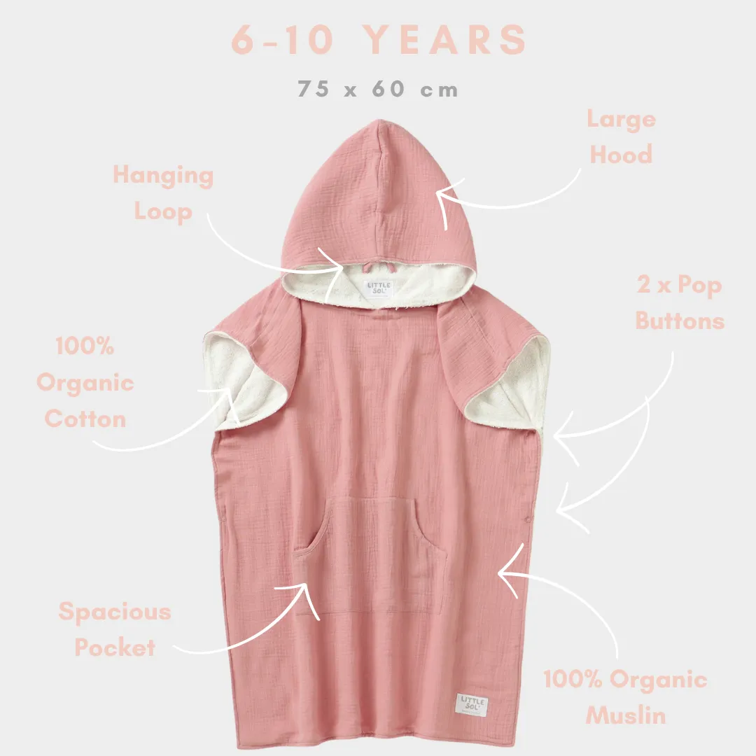 Hooded Beach Towel - Coral Pink (6 - 10 Years)