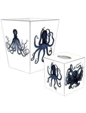 Indigo Octopus Decoupage Bath Set