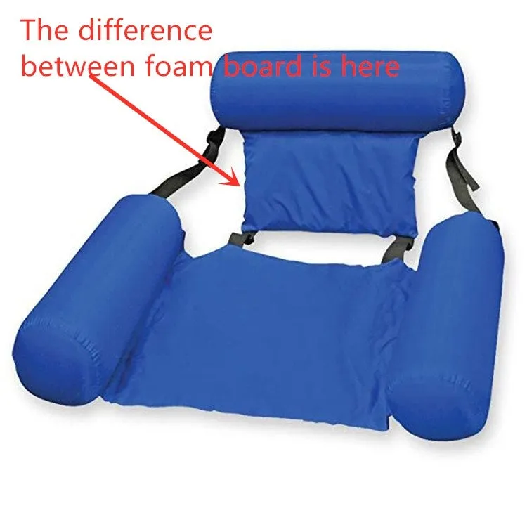 Inflatable Hammock Foldable Dual-purpose Backrest Floating Drainage Upstream Pleasure Lounge Chair Floating Bed Sofa, Style:With Foam Board(Sapphire Blue)