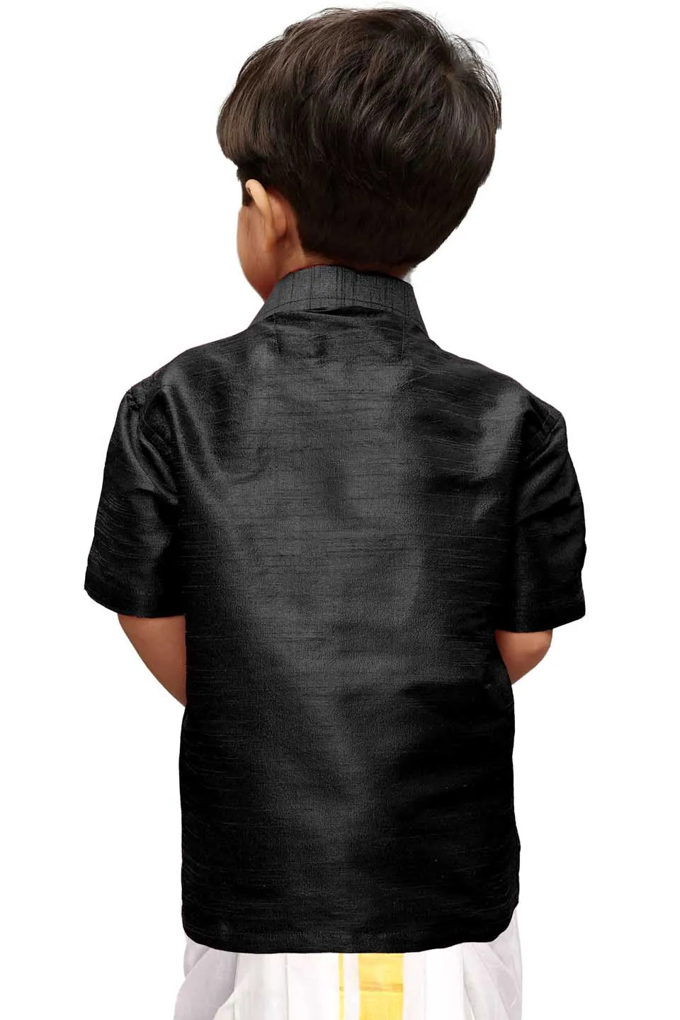 Jashvi Boys Black Opaque Ethnic Shirt