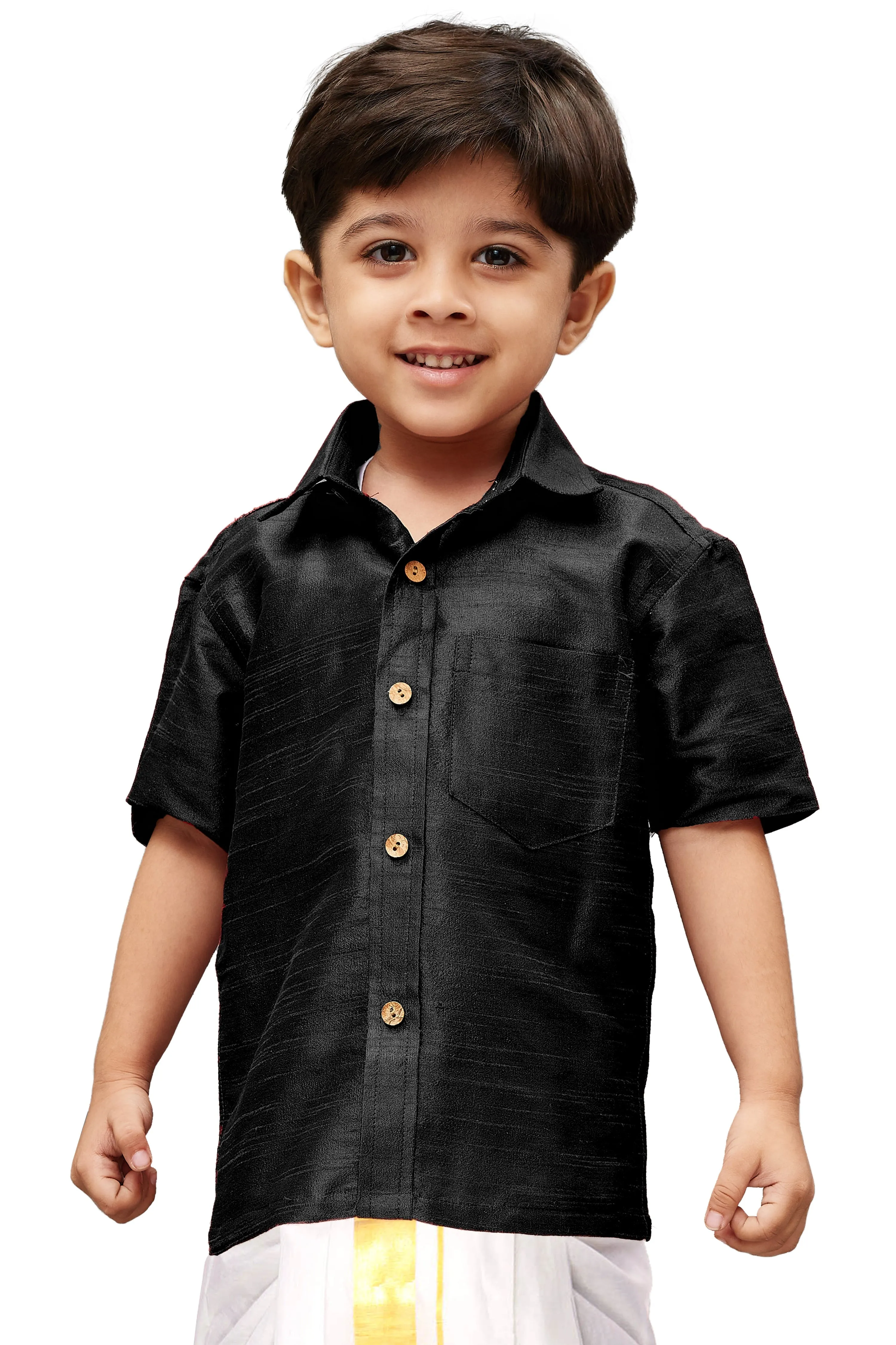 Jashvi Boys Black Opaque Ethnic Shirt