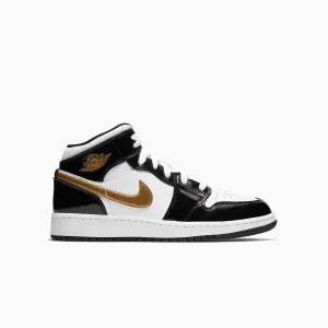 Kid's Air Jordan 1 Mid SE "Black Gold" Grade School