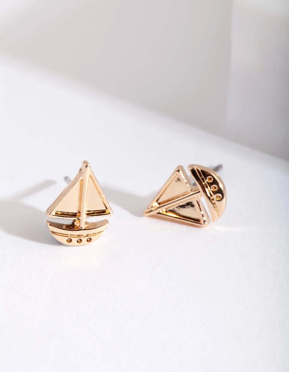 Kids Gold Sailboat Stud Earrings