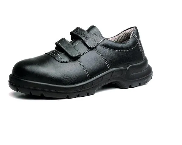 KING'S Black Full Grain Leather Hook 'n' Loop Fasteners Safety Shoe | Model : KWS841, UK Sizes : #6(40) - #11(46)