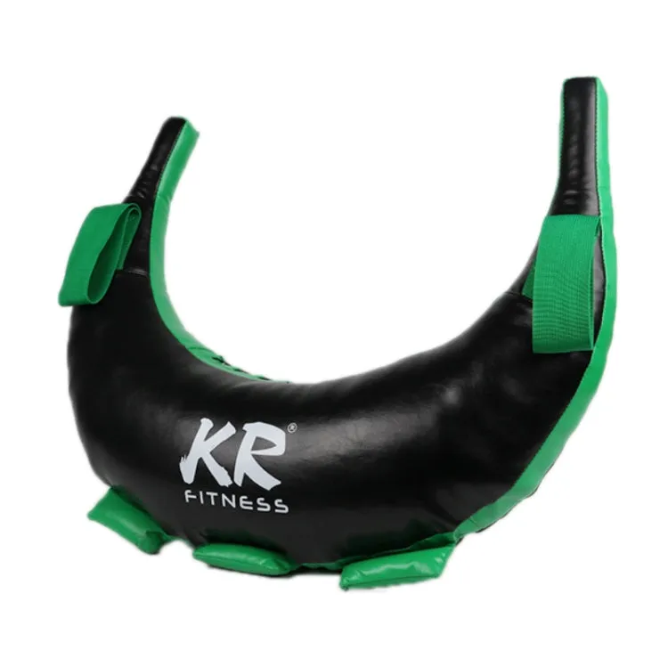 KR Fitness Training Sandbag Weight-Bearing Exercise Equipment Croissant without Filler(Black Leather   Green Ribbon)