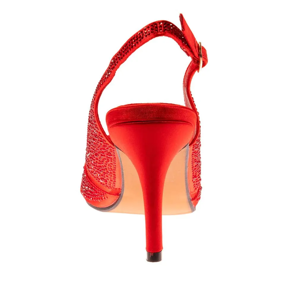 Lady Couture ADORE New Red Mid Heel Rhinestone Slingback