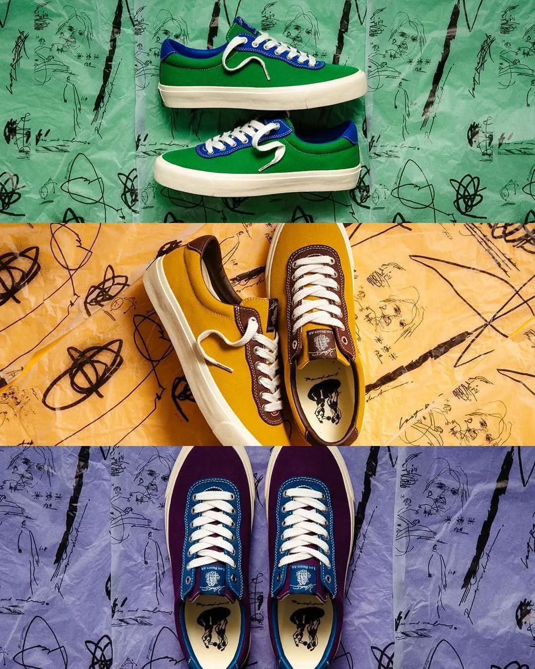 Last Resort AB x Julian Smith VM001 Lo Canvas Skate Shoes - Kelly Green/Klein Blue