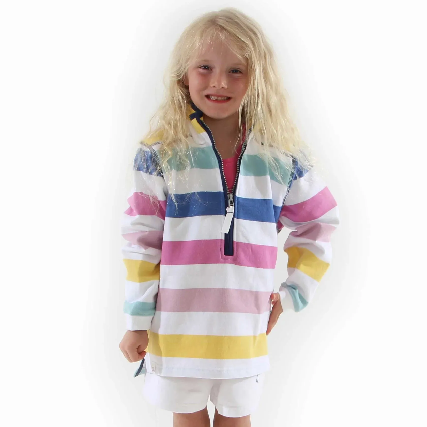 Lazy Jacks Kids 1/4 Zip Striped Sweatshirt LJ35C