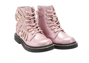 Lelli Kelly Girls PINK GLITTER Butterfly Wings Mid Rise Boots