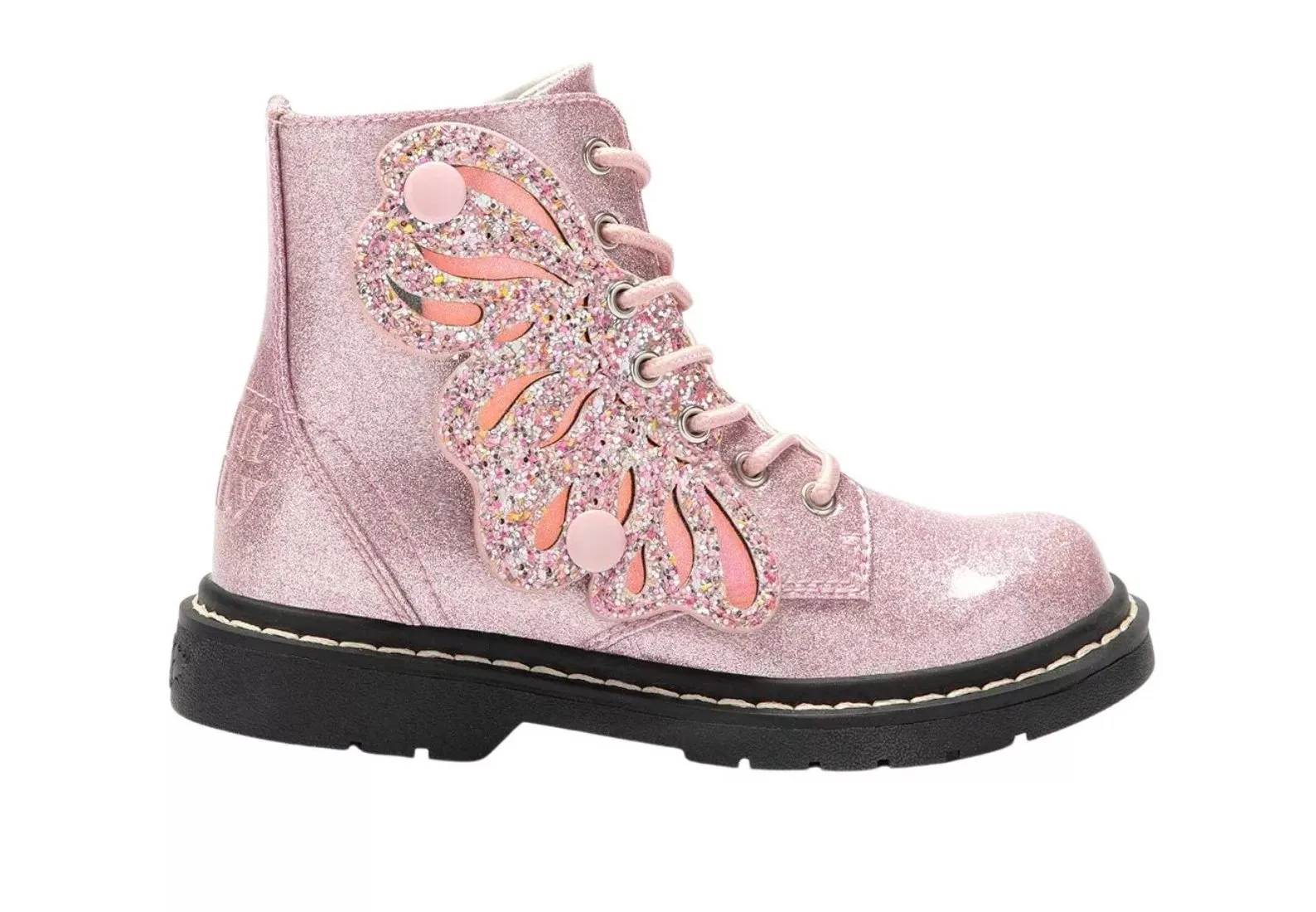 Lelli Kelly Girls PINK GLITTER Butterfly Wings Mid Rise Boots