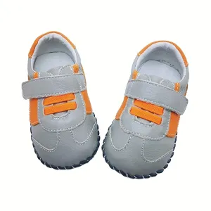 Little Chic Ben Grey Orange Decorative Baby Shoes