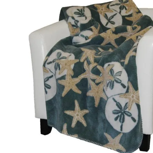 Luxury  Double-Plush Starfish & Sand Dollar Coastal Throw