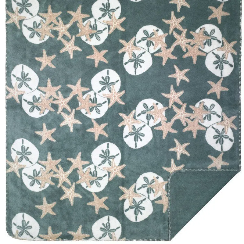 Luxury  Double-Plush Starfish & Sand Dollar Coastal Throw